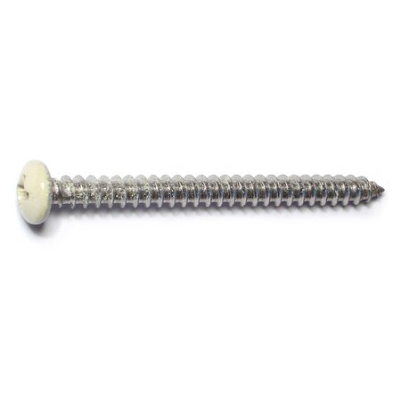 Midwest Fastener Sheet Metal Screw, #8 x 2 in, Painted 18-8 Stainless Steel Pan Head Phillips Drive, 12 PK 71005